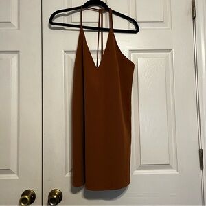 Tobi Brown Backless Spaghetti Strap Indie Boho Cowgirl Mini Dress Size Small